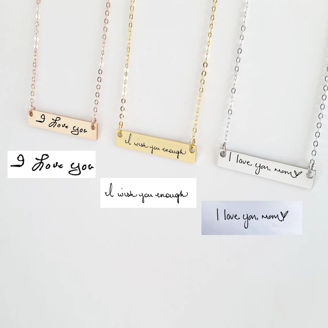 Actual Handwriting Bar Necklac - Handwriting Necklace Bar recension och pris