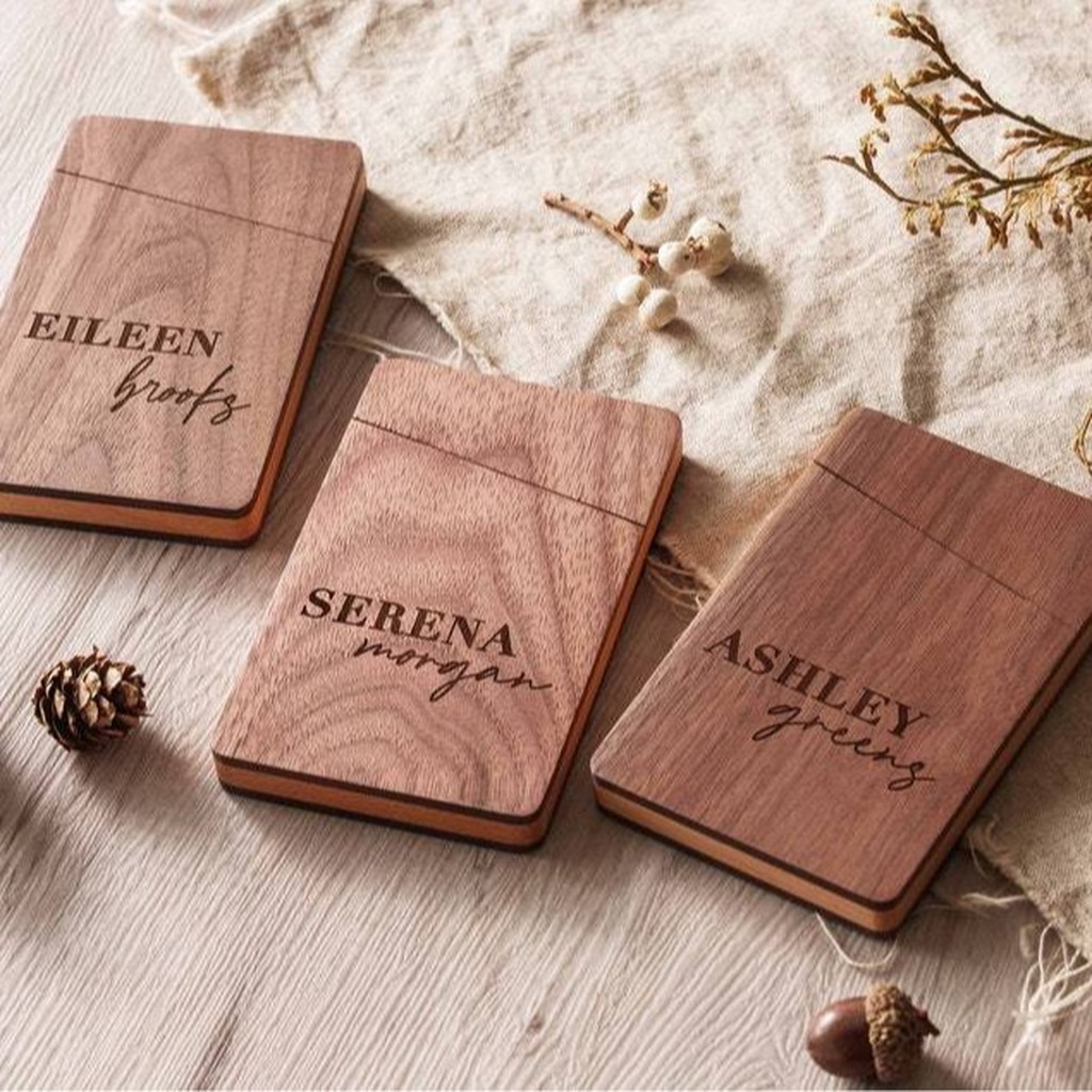 Business Card Holder Wooden Of - Personalized Name Box recension och pris
