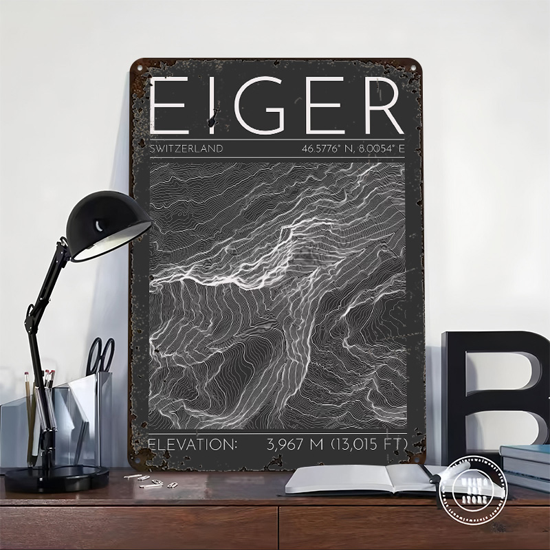 Eiger Mountain Topographic Con - Custom Map Poster recension och pris