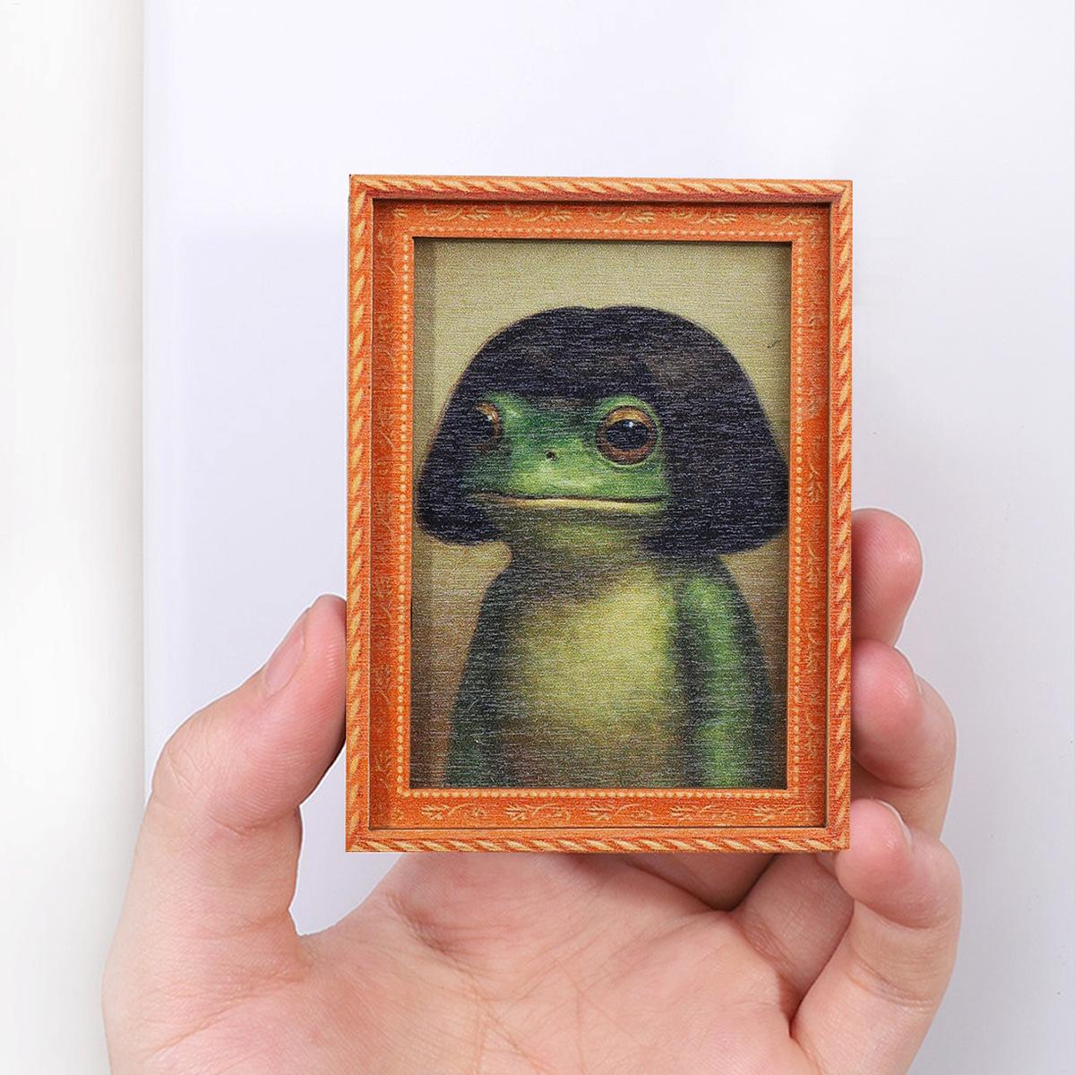 Cute Frog Fridge Magnet Funny  - Engraved Wood Frame recension och pris