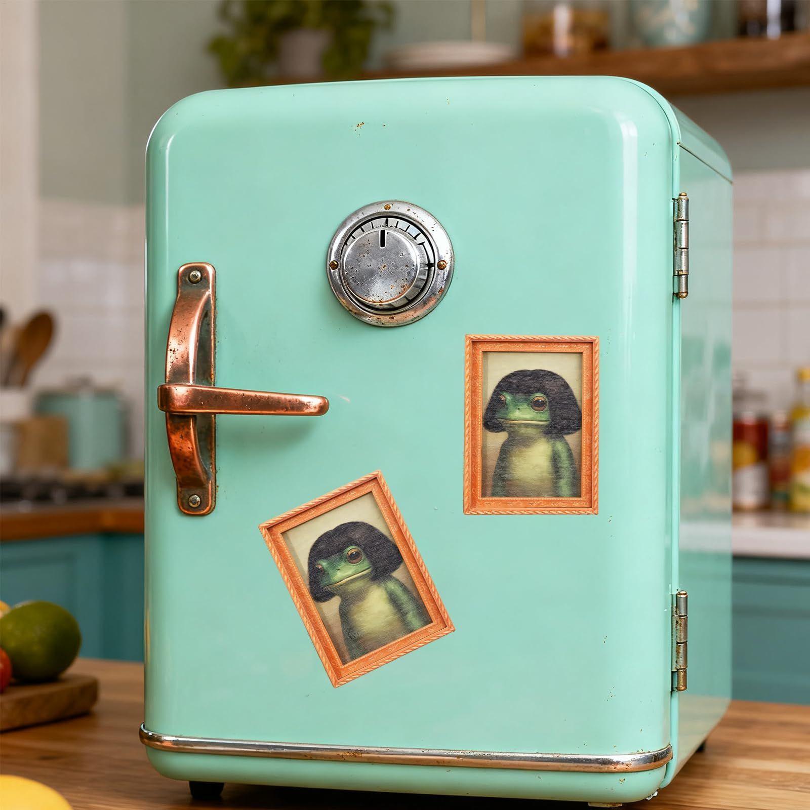 Cute Frog Fridge Magnet Funny  - Engraved Wood Frame recension och pris