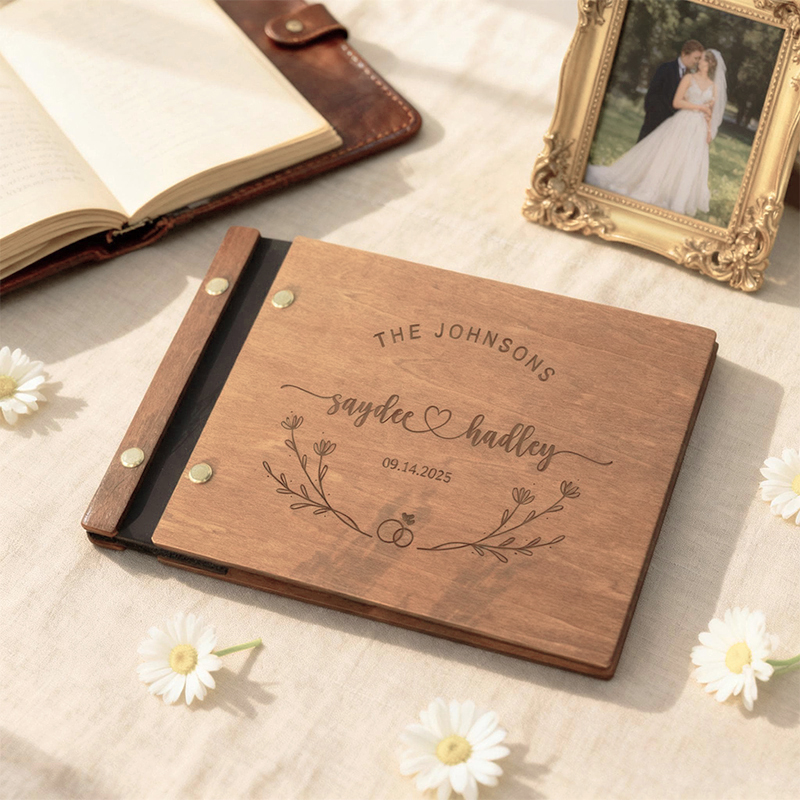 Personalized Wooden Wedding Gu - Custom Photo Book recension och pris