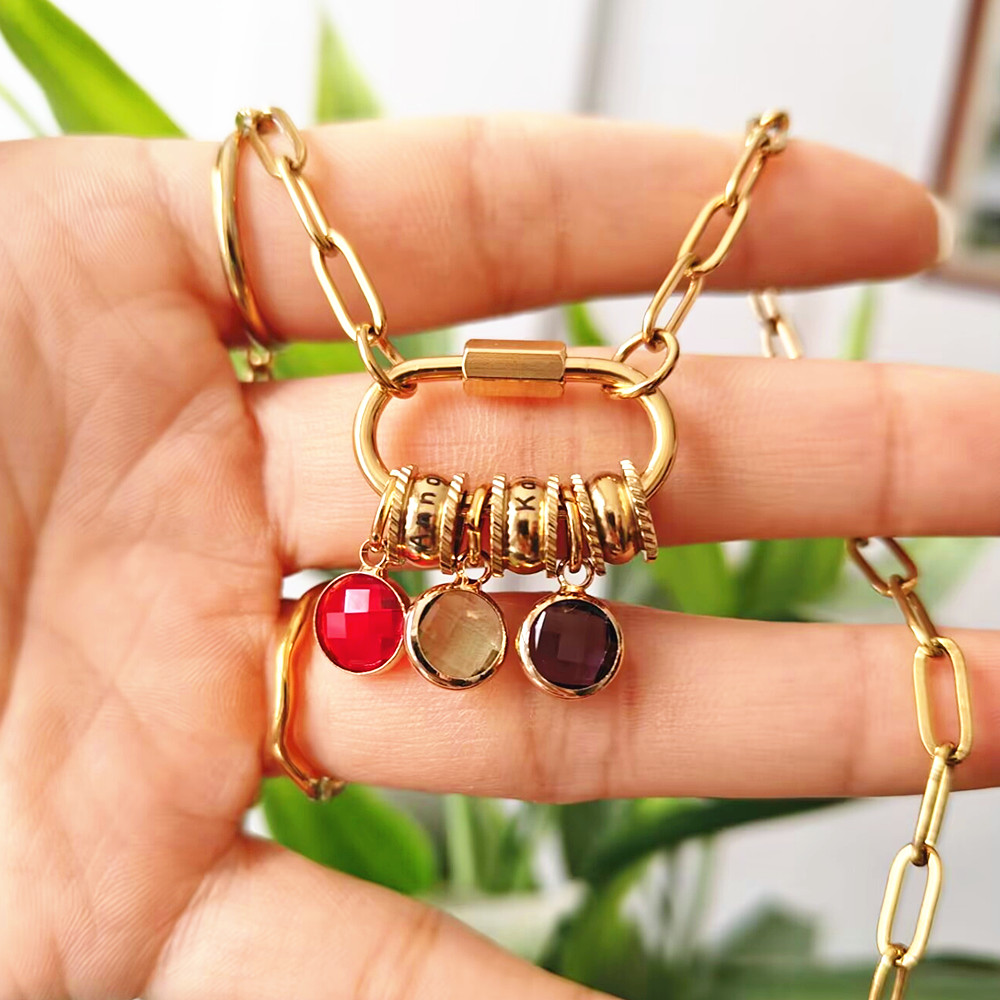 Custom Carabiner Name Charm Ne - Birth Flower Necklace recension och pris