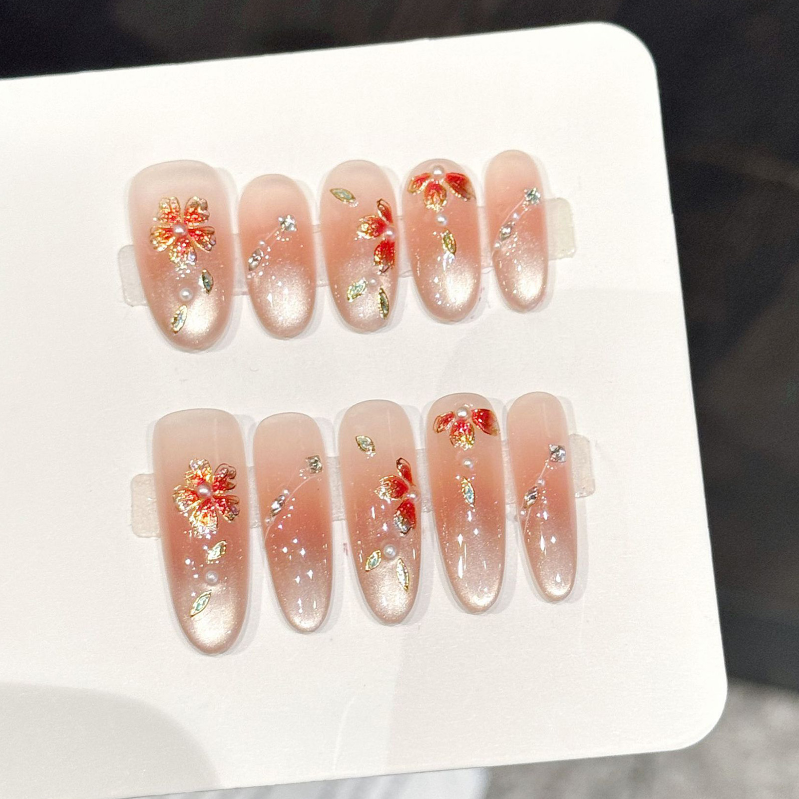 10pcs Handmade Fake Nails Pres - Pressed Flower Art recension och pris