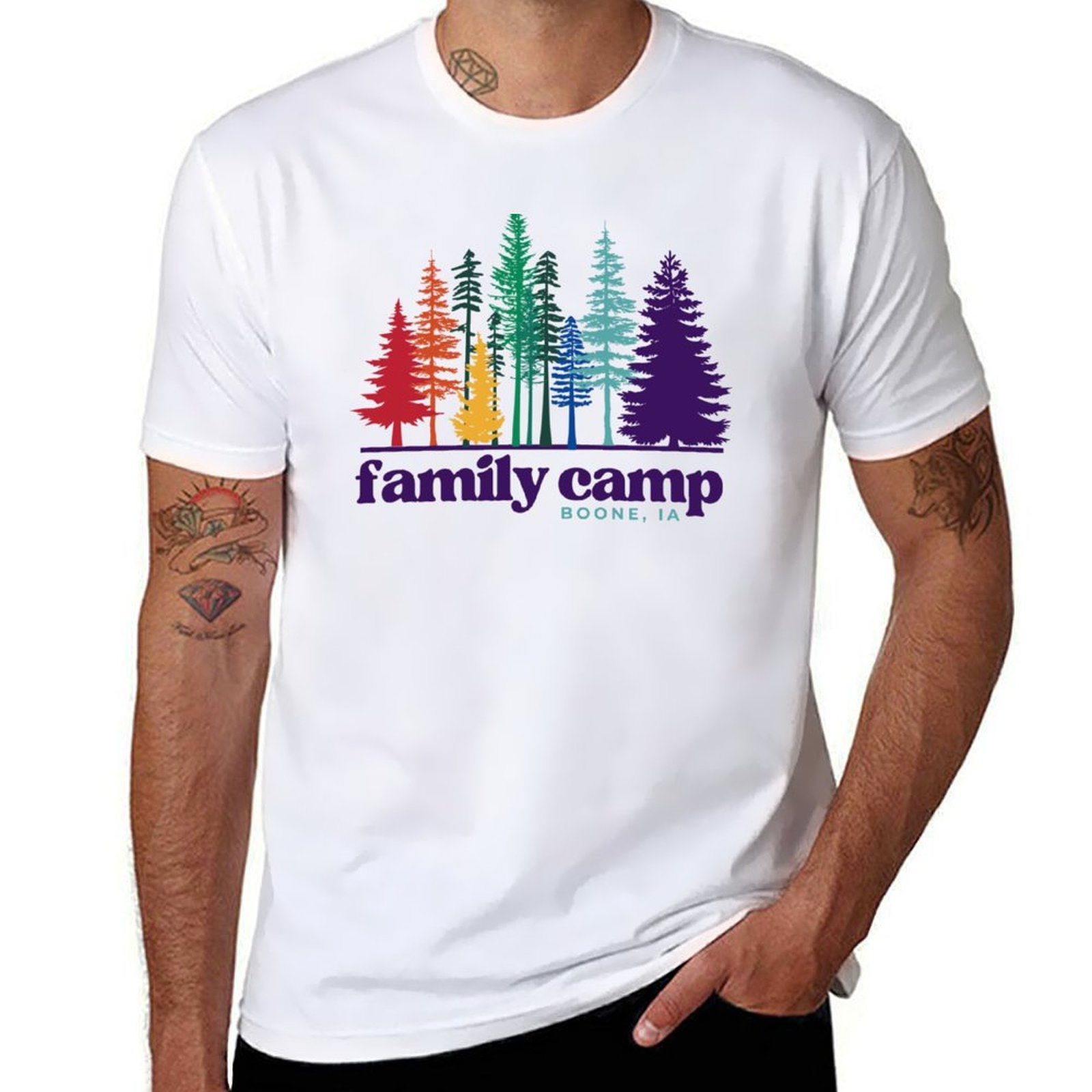Family Camp Rainbow Trees T-Sh - Family Tree Print recension och pris
