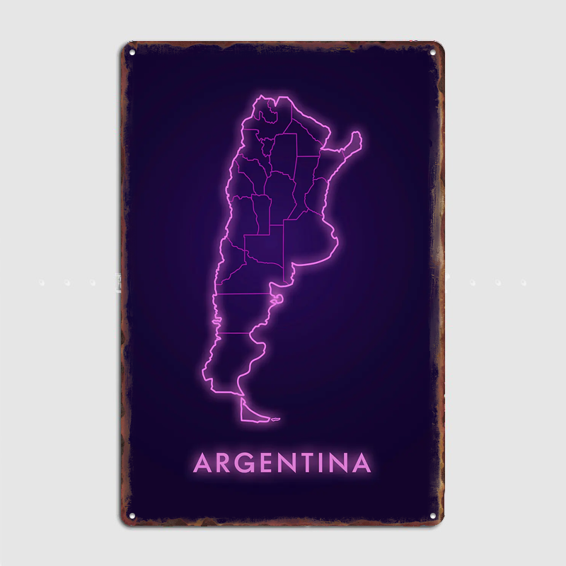 Argentina Neon Map Metal Sign  - Custom Map Poster recension och pris