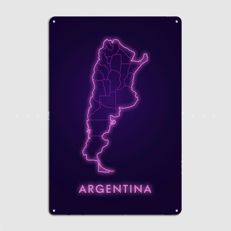 Argentina Neon Map Metal Sign  - Custom Map Poster recension och pris